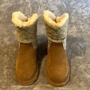 Bear Paw Brown Suede Boots with Knit Cuff